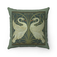 Antique Design Swans Faux Suede Square Pillow