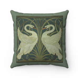 Antique Design Swans Faux Suede Square Pillow