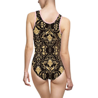 Black and Gold Women's Classic One-Piece Swimsuit