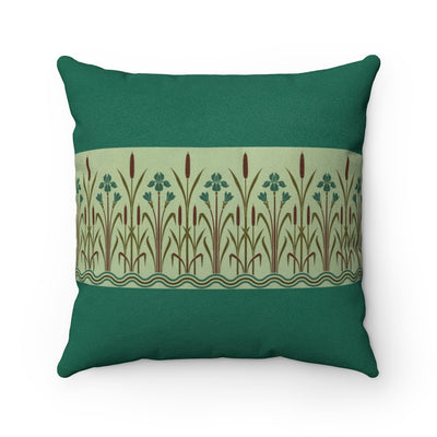 Reeds on Teal Faux Suede Square Pillow