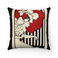 Lady in Red Hat Faux Suede Square Pillow