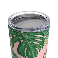 Green on Pink Tropical FlowersTumbler 20oz