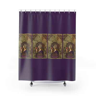 Woman Eating Apple Shower Curtain