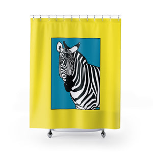 Zebra on Yellow Shower Curtains