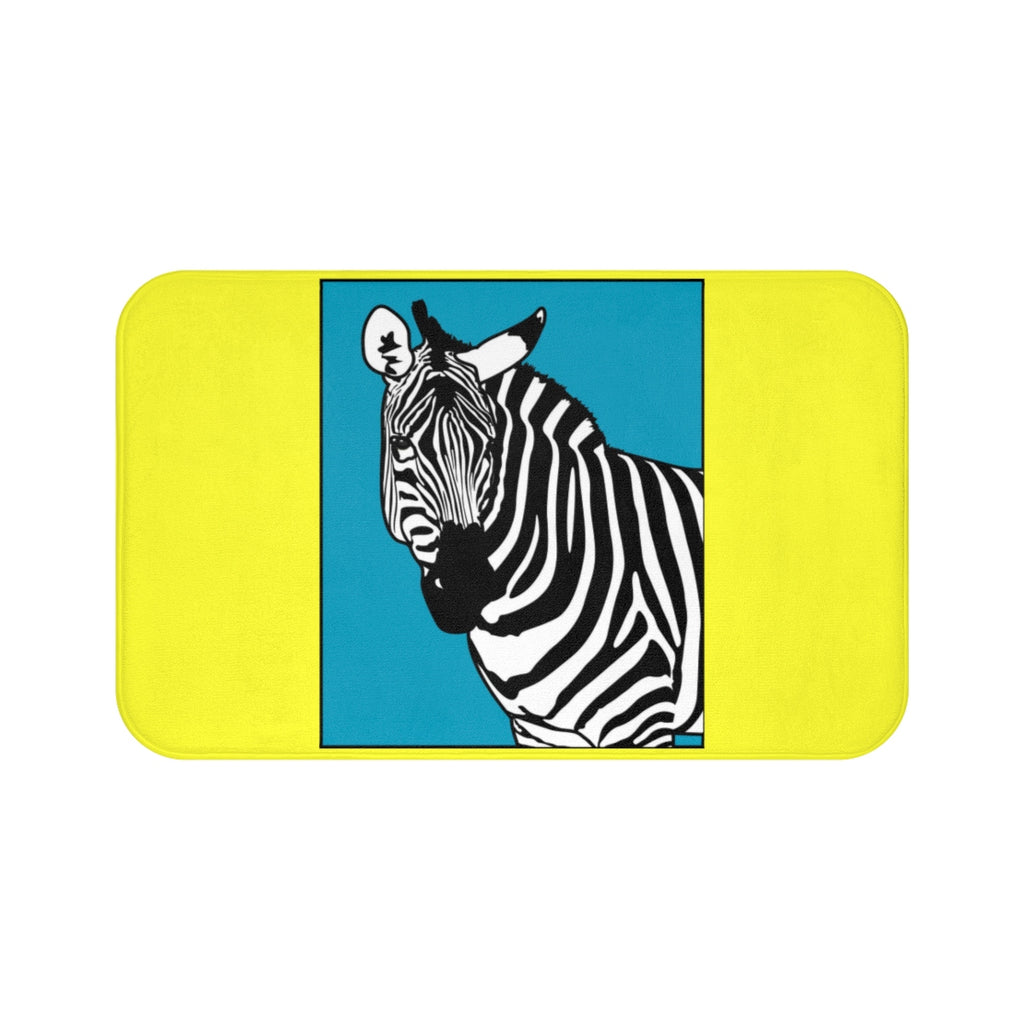 Zebra on Yellow Bath Mat