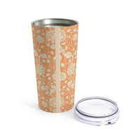 Beige Flowers on Tangerine Tumbler 20oz