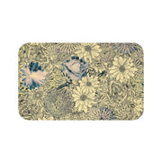 Abstract Drawn Golden Flowers Bath Mat