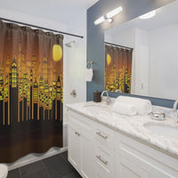 City at Night Abstract Shower Curtains