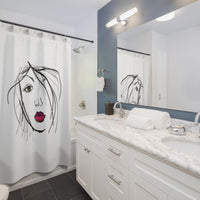 Abstract Face Shower Curtains