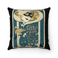 Girls Mystic Club in Black Faux Suede Square Pillow