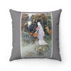 Maiden With Deer on Grayish Faux Suede Square Pillow