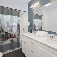 Train on Gray Shower Curtain