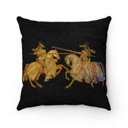 Jousting Knights Faux Suede Square Pillow