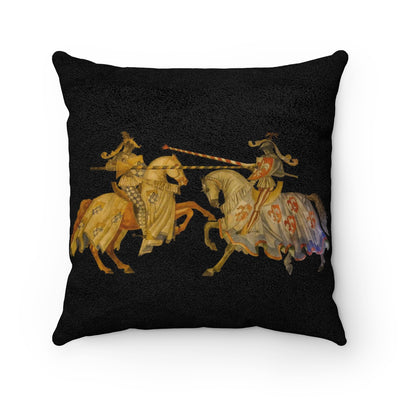 Jousting Knights Faux Suede Square Pillow