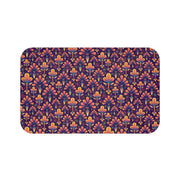 Yellow Deco Design on Maroon Bath Mat