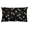 Kitty Cat Paws on Black Spatter Background Designer Rectangular Accent Pillow