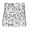 Abstract Kitty Cat Designer Drawstring Bag/Backpack