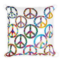 Tie Dye Peace Sign Square Pillow