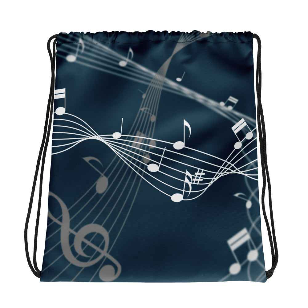 Music Notes All-Over Print Drawstring Bag