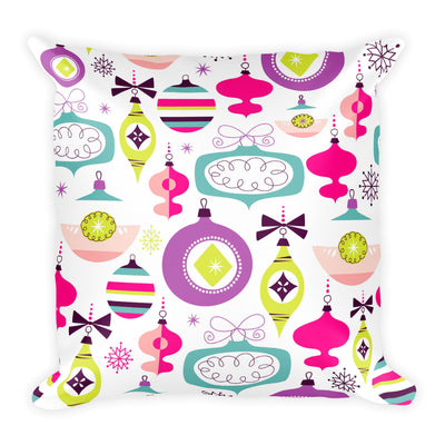 Retro Christmas Ornament Square Pillow