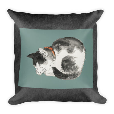 Resting Cat Antique Print Premium Pillow