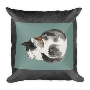 Resting Cat Antique Print Premium Pillow