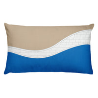 Abstract Blue Beige White Brick Designer Rectangular Accent Pillow