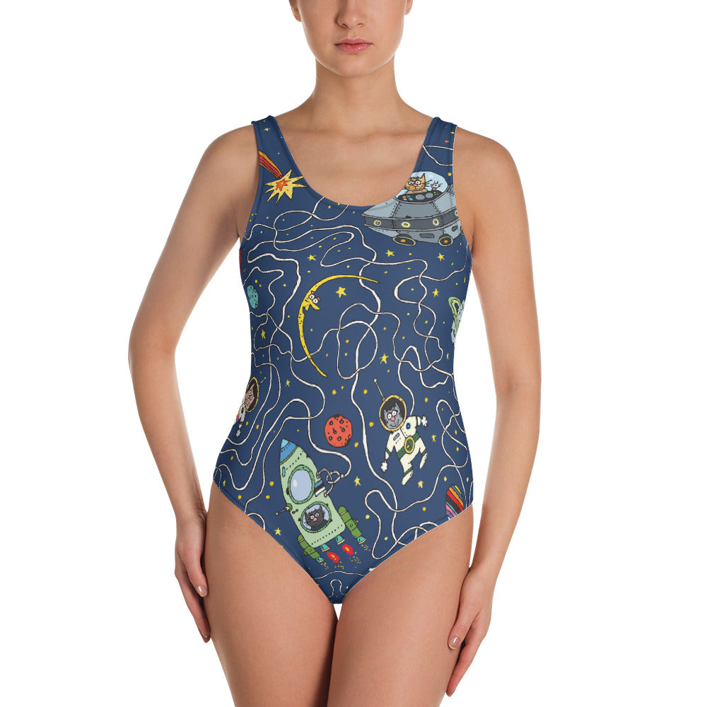 Astronut Cats One-Piece Swimsuit