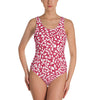 White Branches on Red One-Piece Swimsuit