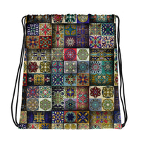 Bohemian Squares Drawstring bag