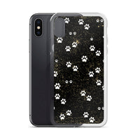 Kitty Cat Paws on Black Spatter Background Designer iPhone Case