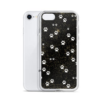 Kitty Cat Paws on Black Spatter Background Designer iPhone Case