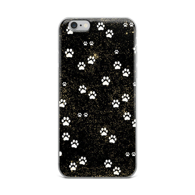 Kitty Cat Paws on Black Spatter Background Designer iPhone Case