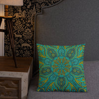 Teal Green Hippie Premium Pillow