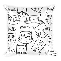 Abstract Kitty Cat Square Pillow