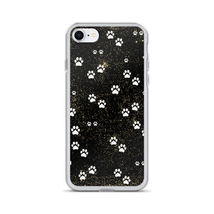 Kitty Cat Paws on Black Spatter Background Designer iPhone Case