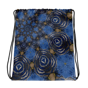 Blue Swirl Abstract Drawstring bag