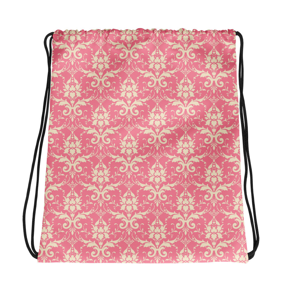 Pink Shabby Chic Floral Drawstring bag