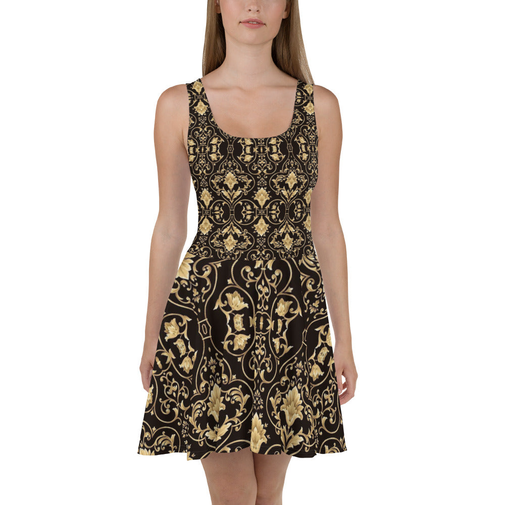 Black and Gold Skater Dress