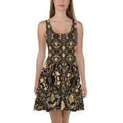 Black and Gold Skater Dress