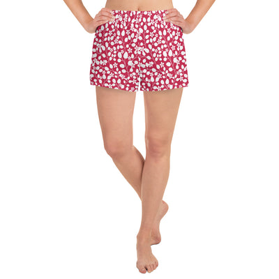 White Branches on Red Women's Athletic Short Shorts