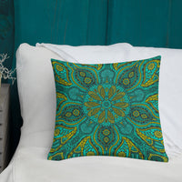 Teal Green Hippie Premium Pillow