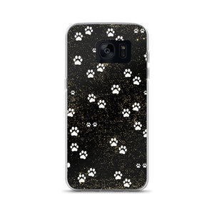 Kitty Cat Paws on Black Spatter Background Designer Samsung Phone Case Cover