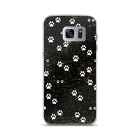 Kitty Cat Paws on Black Spatter Background Designer Samsung Phone Case Cover