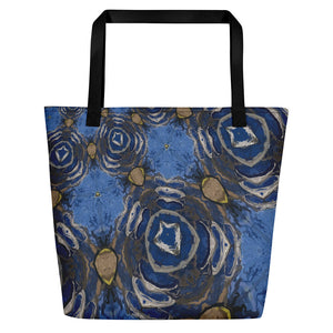 Blue Swirl Abstract Beach Bag