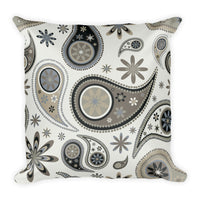 Green, Brown, Beige, Tan Paisley Square Pillow