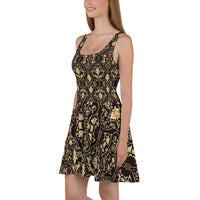 Black and Gold Skater Dress