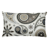 Green, Brown, Beige, Tan Paisley Rectangular Pillow