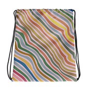 Colorful Wavy Corner to Corner All-Over Print Drawstring Bag