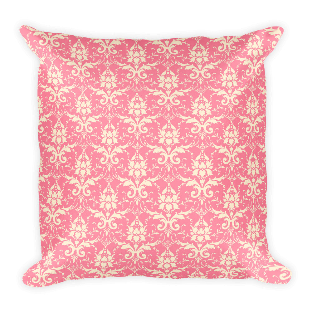 Pink Shabby Chic Floral Square Pillow